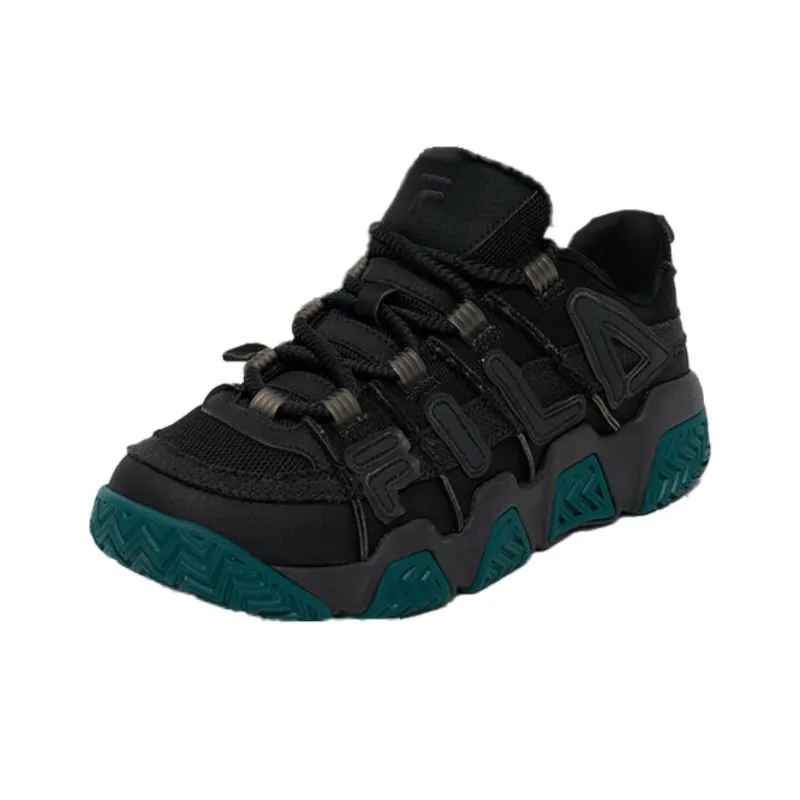 FILA FUSION BARRICADE Puffy Shoes Anti-Slip Wear-Resistant Low-Top Vintage Basketball Shoes Men's Black-1