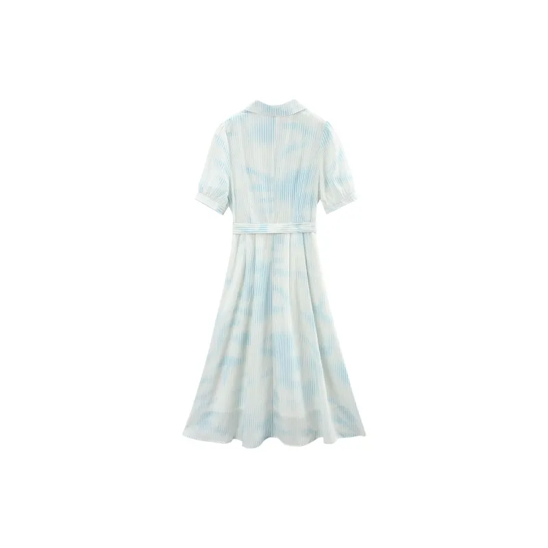A Paradise For Awakening Short Sleeved Dress Women's Blue-1