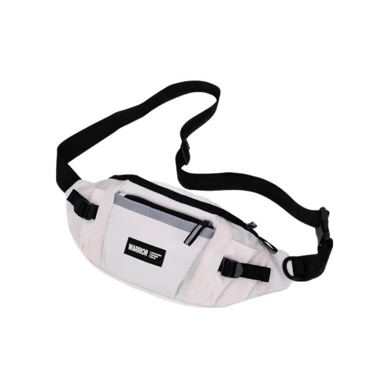 Warrior Nylon Fabric Sling Bag, Fanny Pack, Crossbody Bag Unisex White/Black-7