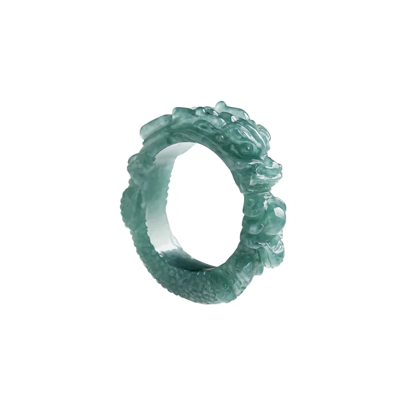 Yi Zhi Jing Bean Type Jadeite Rings Men's-0