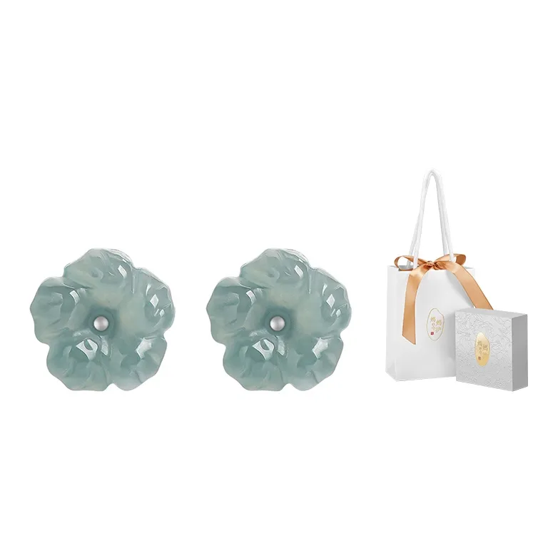 MAMADESHOUHU Ice Glutinous Jadeite Stud Earrings Women's-2