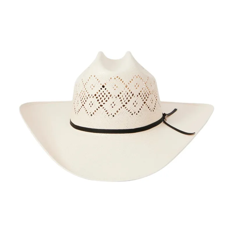 STETSON Grosgrain Ribbon Genuine Leather Straw Sun Protection Hats Unisex Ecru-1