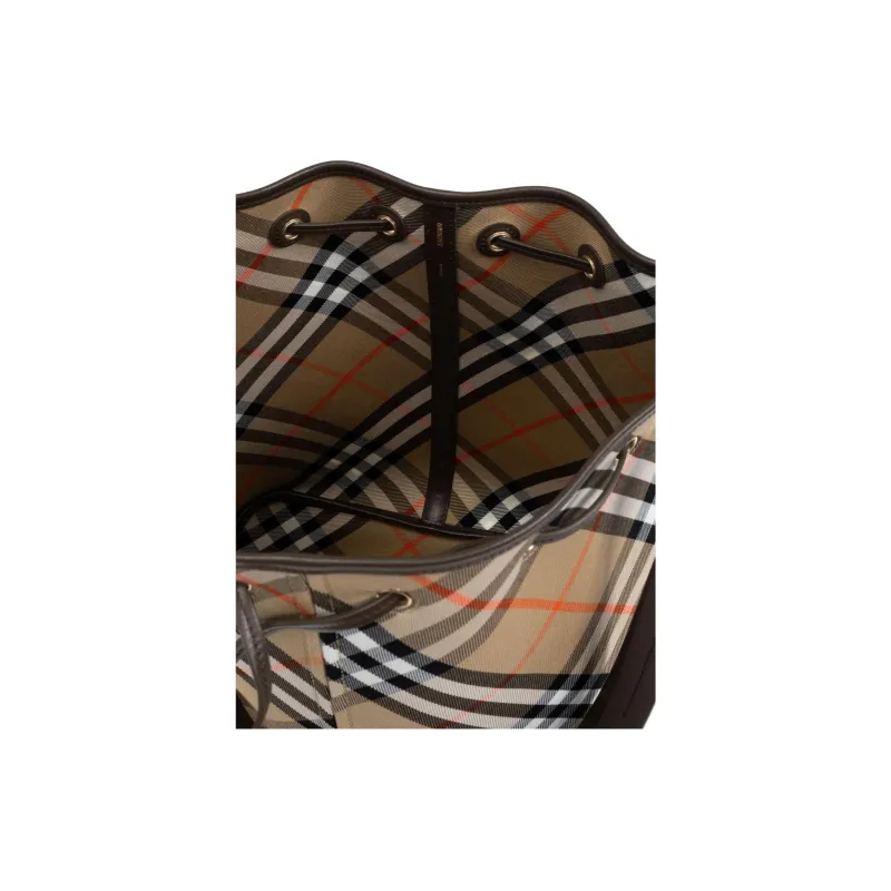 Burberry Cotton Bucket Bags Crossbody Bag Shoulder Bag Women's Beige-4