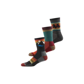 DARN TOUGH Men's Hike Micro Crew 3-Pack Mid-Calf Socks Men's 3 Pack Charcoal Gray/Cyan/Taupe