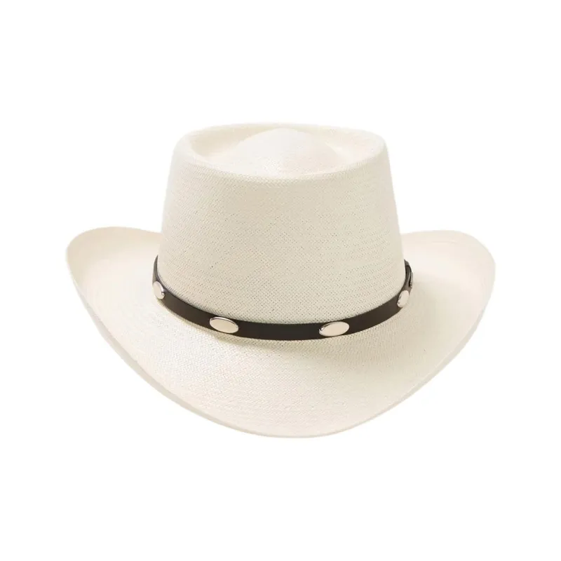 STETSON Straw Straw Genuine Leather Leather Sun Protection Hats Unisex Ecru-3