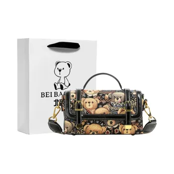 North Pack Canvas Bag Small Square Bag Handbag Crossbody Bag Women's Midnight Black/Beige Apricot