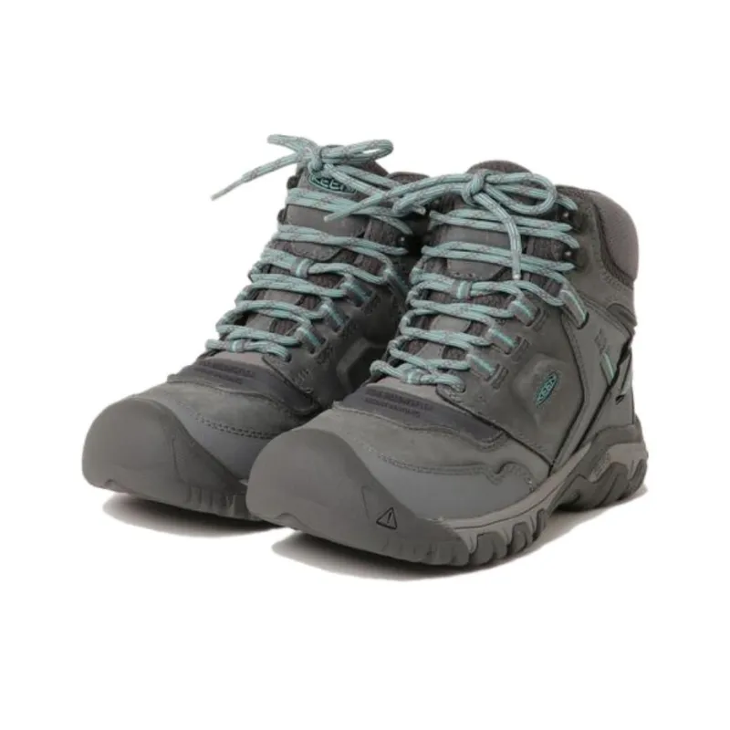 KEEN Ridge Fle Slip Resistant, Abrasion Resistant, Waterproof High Top Outdoor Shoes Women's Gray-1