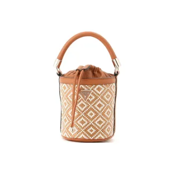 GUESS Polyurethane Bucket Bag Portable Crossbody Bag Shoulder Bag Women's Brown