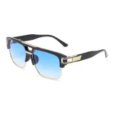 Sand Black Half Rim Metal Full Rim with Blue Lens