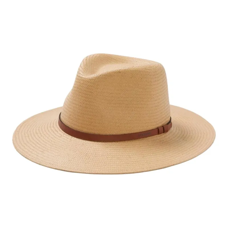 STETSON Straw Leather Sun Protection Hats Unisex Sand Yellow-0