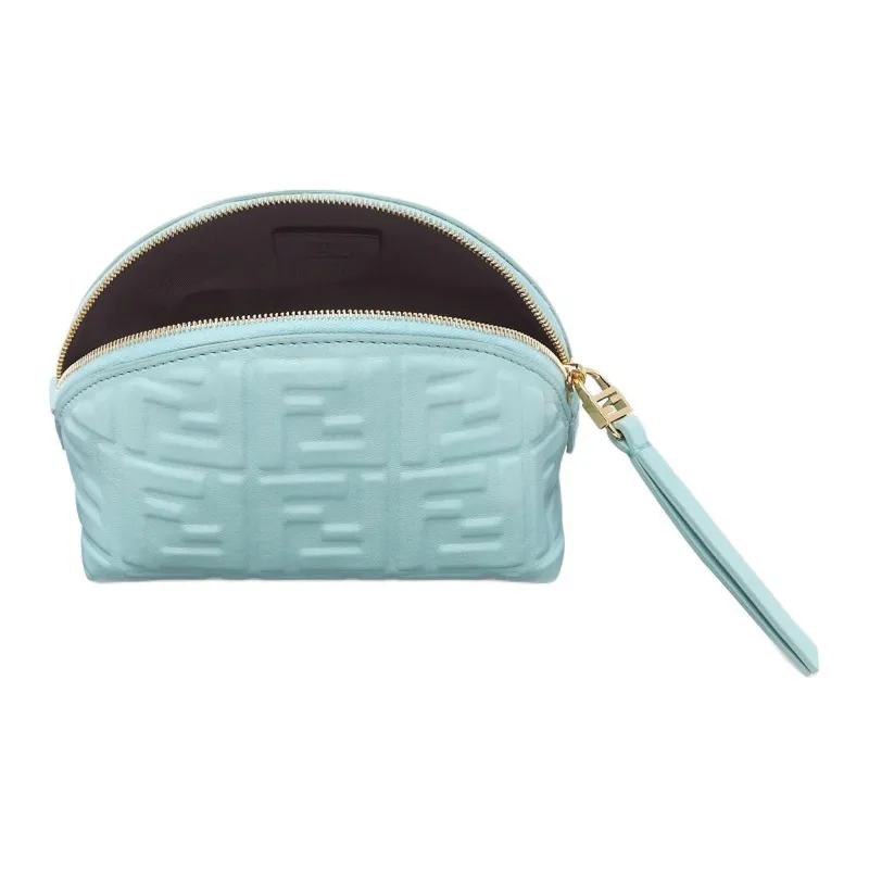 FENDI Baguette Leather Clutch Small Size Women's Light Blue-2