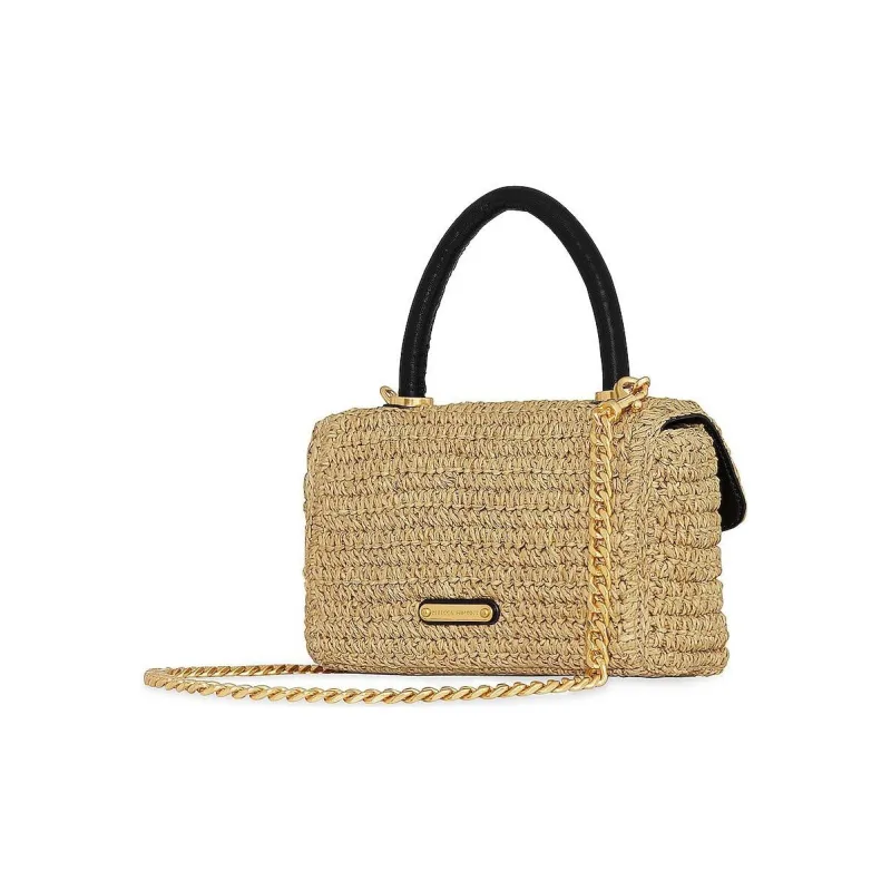 REBECCA MINKOFF Woven Straw Handbag Shoulder Bag Crossbody Bag Unisex Beige-1