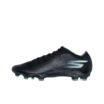 Skechers FG Rubber Long Studs Anti Slip Wear Resistant Soccer Shoes Unisex Black Silver