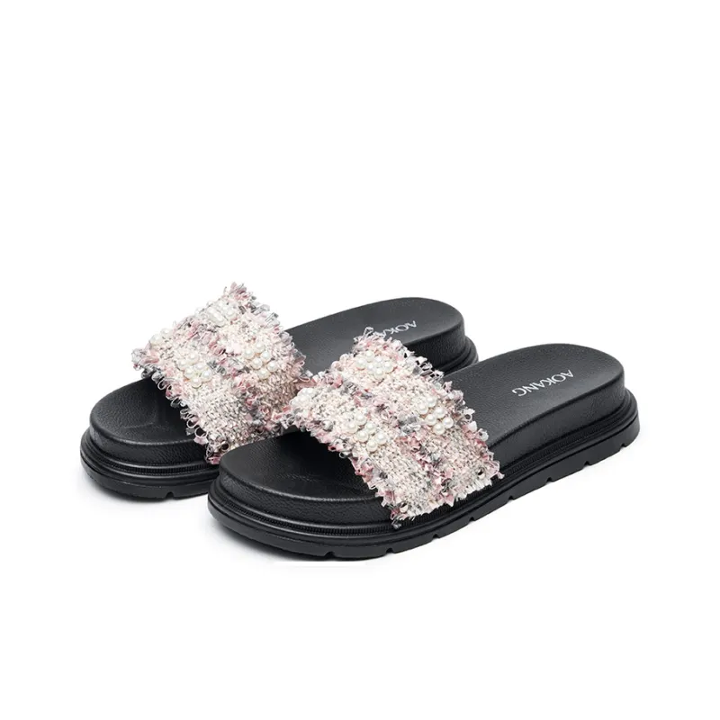 AOKANG PVC Polyvinyl Chloride Slip Resistant Casual Versatile Platform Slide Slippers Women's-1