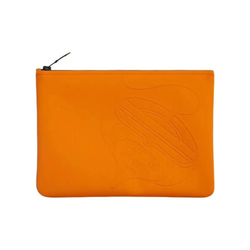 HERMES Polyamide Clutch Medium Size Women's Orange-0