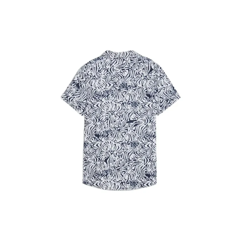 PUMA CLOUDSPUN Zebra Short Sleeve Golf Shirt Women's White/Glint - Dark Marine Blue-1
