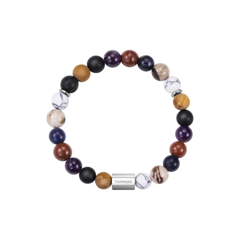 TIANWANG Agate Volcanic Stone Beaded Bracelet, Peace And Joy, Elastic String Unisex-1