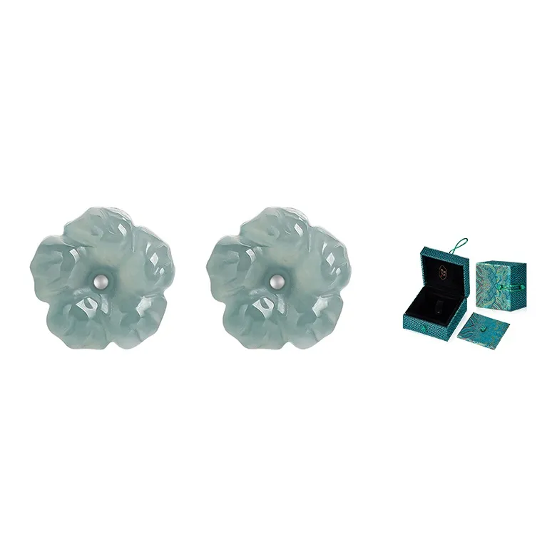 MAMADESHOUHU Ice Glutinous Jadeite Stud Earrings Women's-1