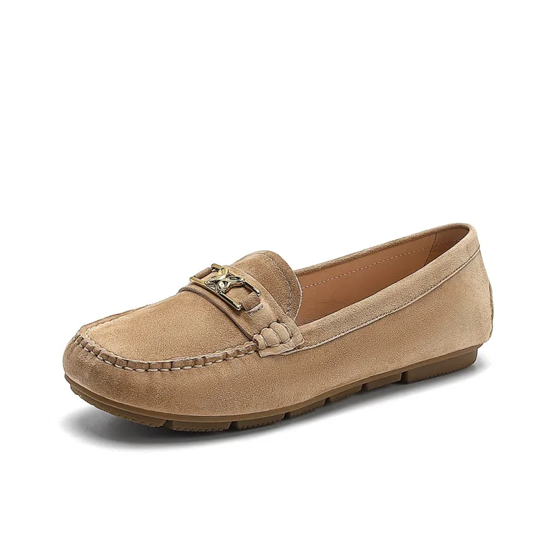 HARSON Gommino Loafers Women's Apricot Yellow/Nude Pink-1