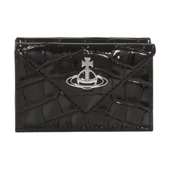 Vivienne Westwood Crocodile Embossed Leather Wallet Women's Black