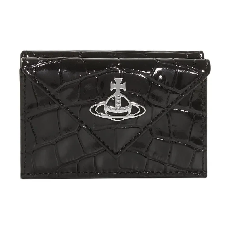 Vivienne Westwood Crocodile Embossed Leather Wallet Women's Black-0