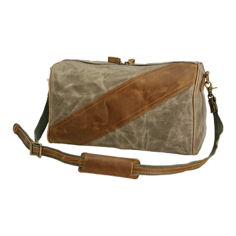 TTaG．baG Leather With Wax Canvas Shoulder Bag, Crossbody Bag Regular Men's Khaki/Army Green/Dark Gray/Black-7