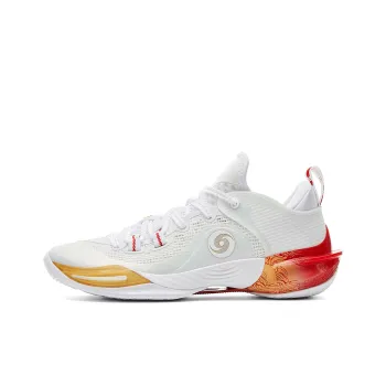 PEAK Basketball Shoes Men Low Top White Gold Red