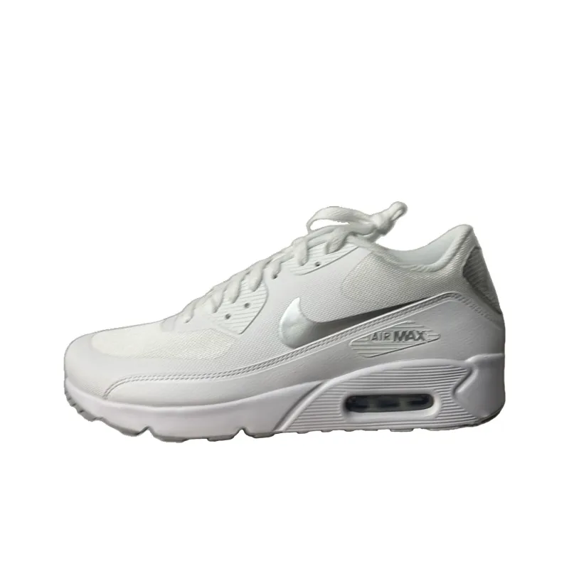 Nike Air Max 1 Anti Slip Wear Resistant Low Top Casual Running Shoes Unisex White Silver-0
