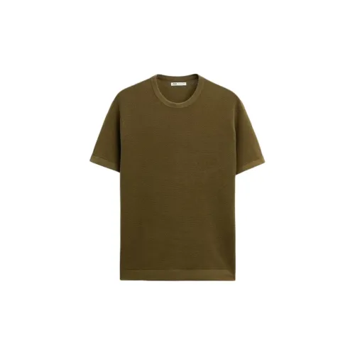 ZARA T-Shirts Men Olive Green