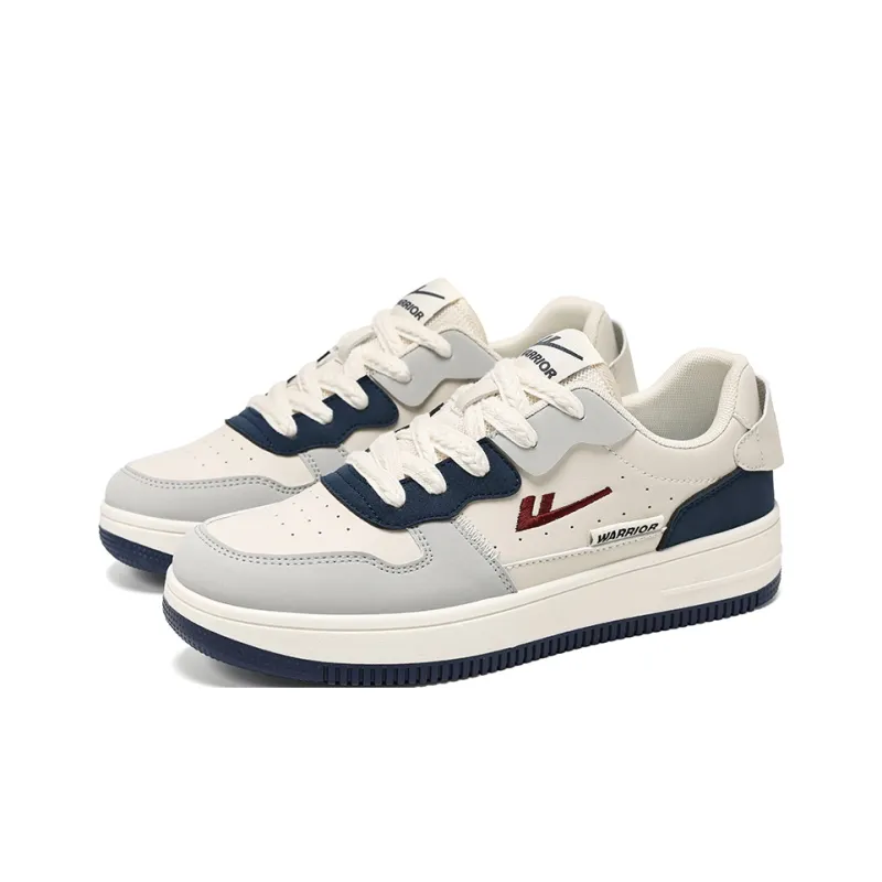 Warrior Classic Vintage White Sneakers Abrasion Resistant Height Increasing Low Top Skateboard Shoes Unisex-2