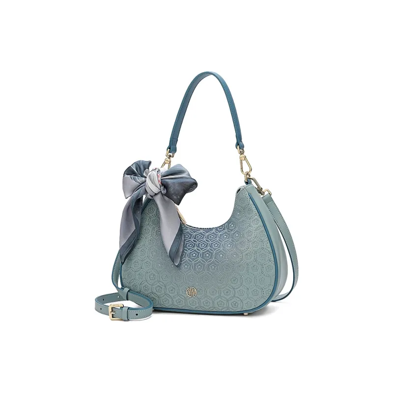 Ancient Yi Xi Cow Leather Premium Underarm Shoulder Bag, Crossbody Bag Women's Turquoise-1