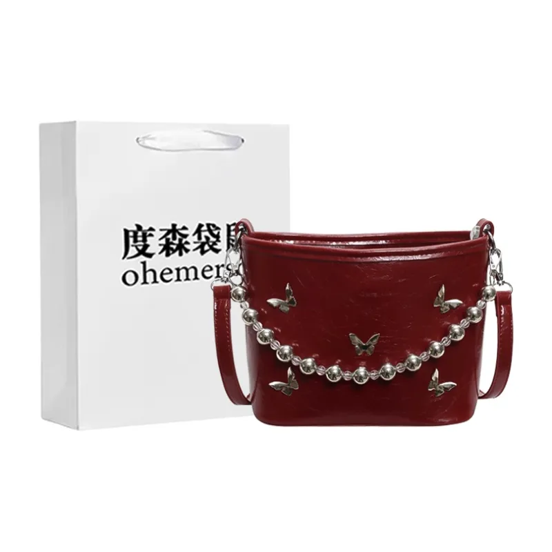 Dusen Kangaroo PU Shoulder Bag, Crossbody Bag, Handbag Unisex Ecru/Silver/Black/Burgundy-16
