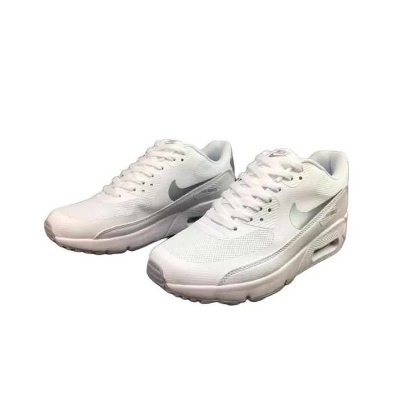 Nike Air Max 1 Anti Slip Wear Resistant Low Top Casual Running Shoes Unisex White Silver-2