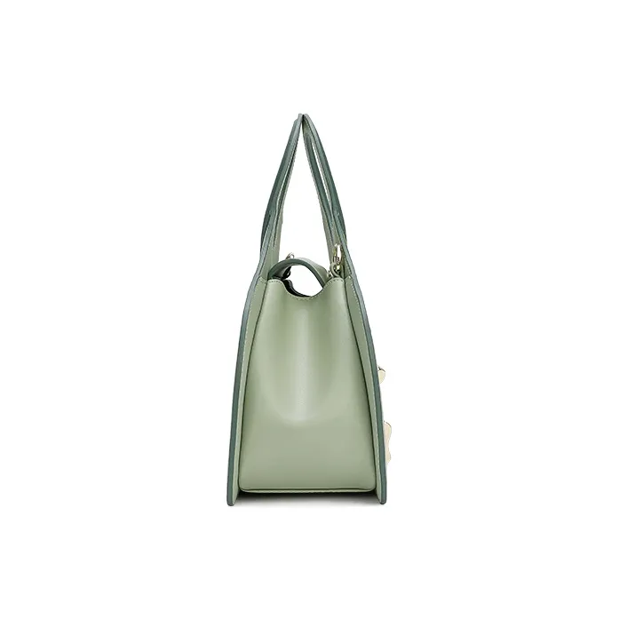 Ancient Yi Xi Cow Leather Cheongsam One Shoulder Handbag Medium Size Women's Lotus Green-3