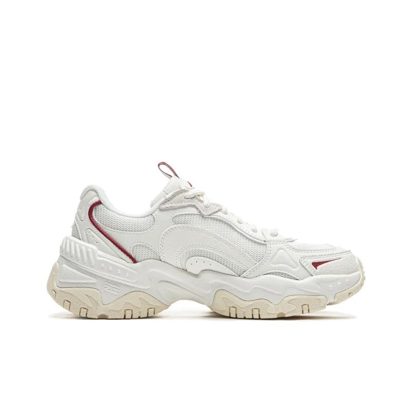LiNing Brown Sugar V2 Cushioning Anti Slip And Wear Resistant Height Increasing Low Top Casual Shoes Women's Mist White-1