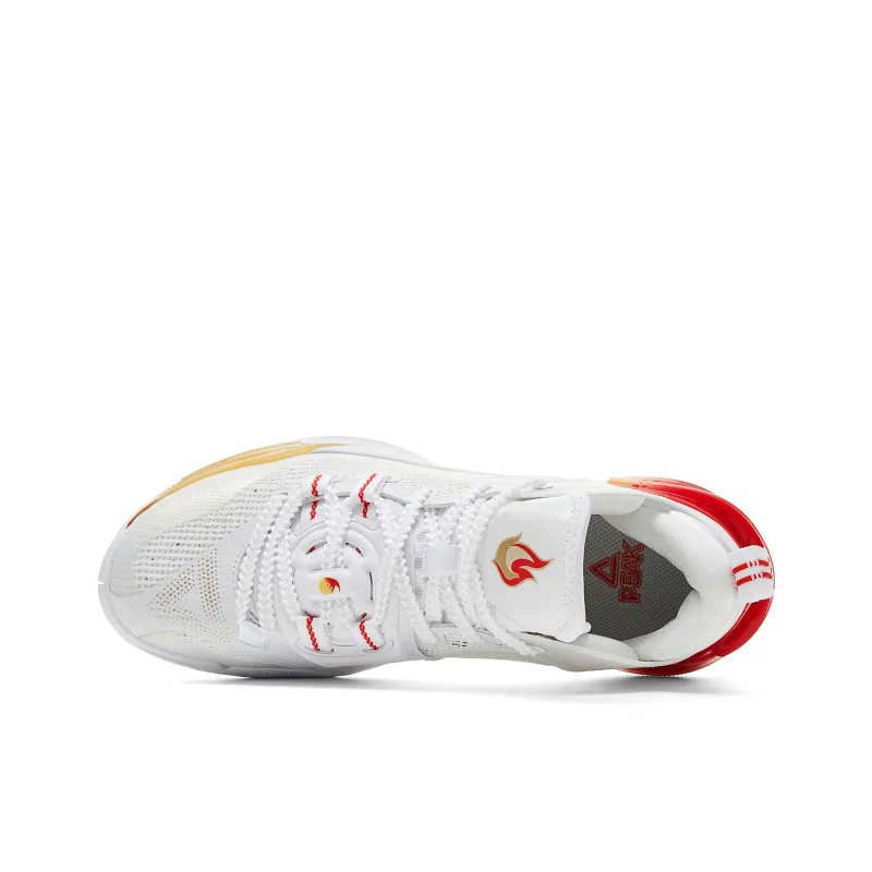 PEAK Basketball Shoes Men Low Top White Gold Red-3