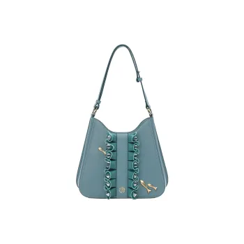 Ancient Yi Xi Cow Leather Elegant Mom Bag Advanced Touch Shoulder Bag Women's Turquoise Blue