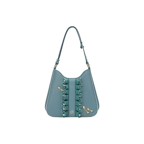 Ancient Yi Xi Cow Leather Elegant Mom Bag Advanced Touch Shoulder Bag Women's Turquoise Blue