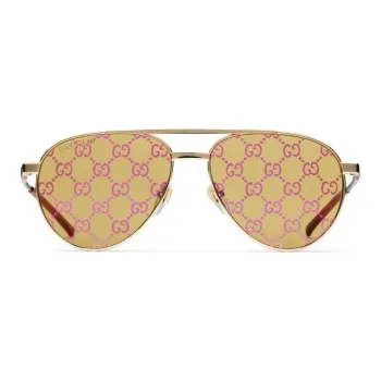 GUCCI Acetate Irregular Shape Sunglasses Men's Gold