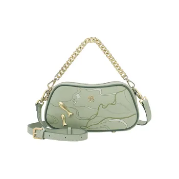 Ancient Yi Xi Cow Leather Cheongsam Premium Chain Crossbody One Shoulder Handbag Women's Lotus Green
