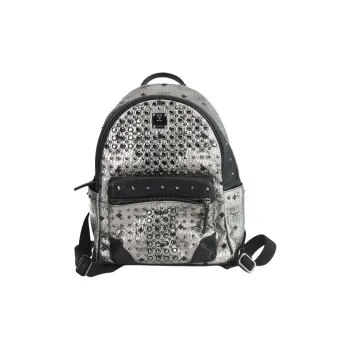 MCM Leather Backpack Women's Silver