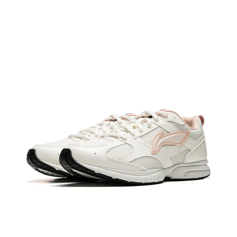 LiNing R037 Cushioning Anti Slip Wear Resistant Breathability Low Top Casual Running Shoes Women's Mist White-2