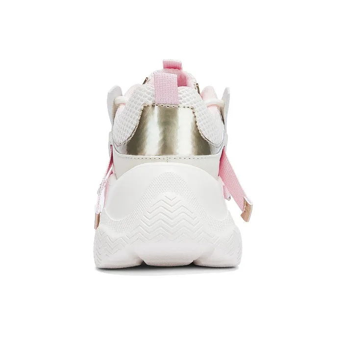 Warrior Non slip Lightweight Low Top Chunky Sneakers Women's Beige Pink-3