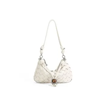 TOMATO&POTATO Cow Leather Shoulder Bag Women's Black/Milkshake White/Blue