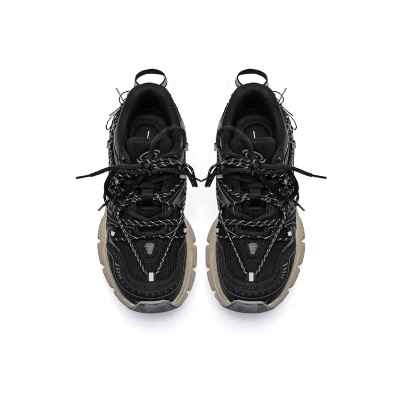 Mule Donkey Durable Breathable Lightweight Low Top Chunky Sneakers Unisex Black-1