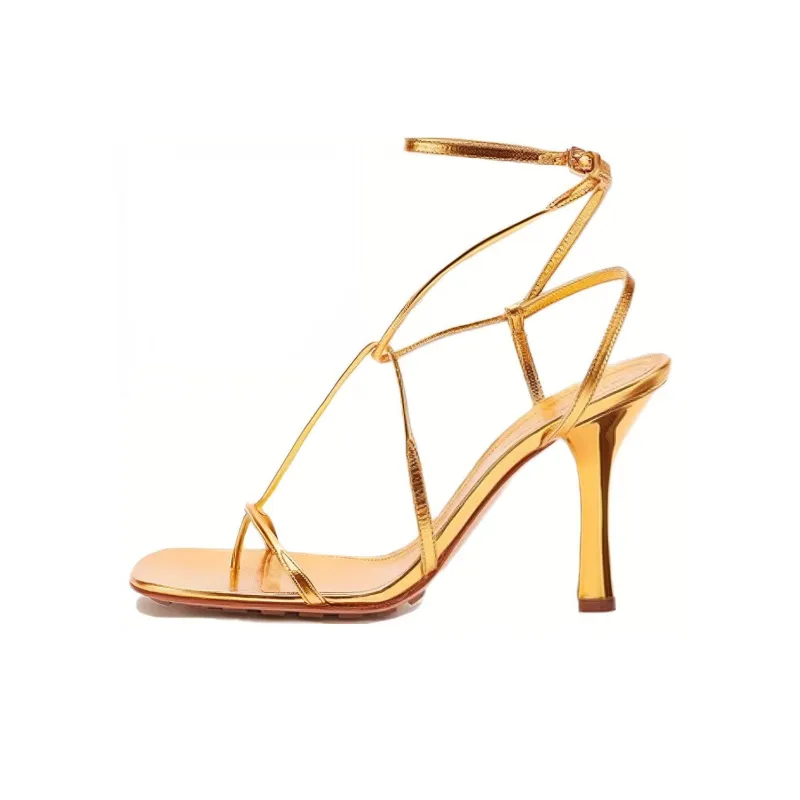 Bottega Veneta Line Stylish Sandal Women's Gold-0