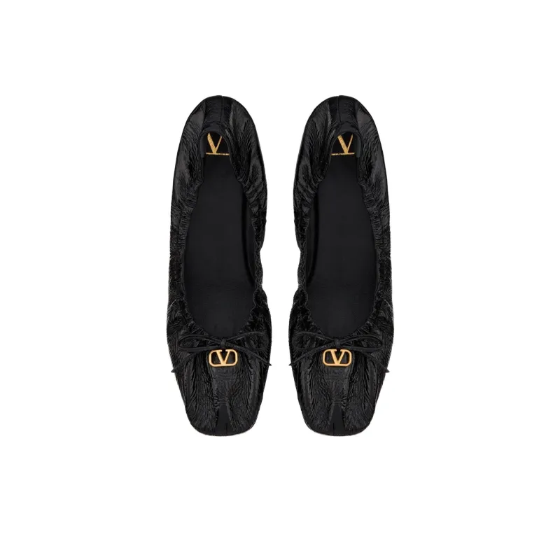 Valentino VLogo Signature Ruched Slip On Ballerina Shoes Women's-3