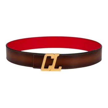 CL LUBOTING Solid Color Design Pin Buckle Leather Belts Men's Brown 4cm