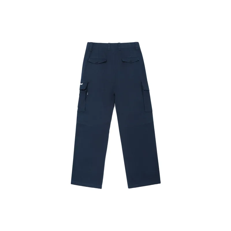 Guuka Embroidered Letter Casual Pants Unisex Navy Blue-1