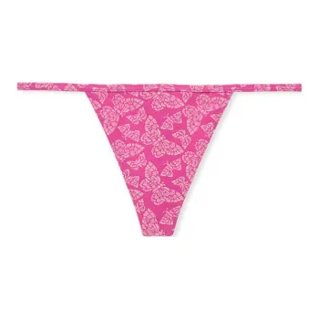 Victoria's Secret Stretch Cotton V-String Panty / Luscious Rose Butterflies Underpants Women's 1 Pack Pink